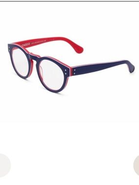 Caddis Soup Cans 2.00 Men's Round Blue & Red Frame Glasses